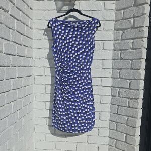 Diane Von Furstenberg Blue and White Polka Dot Mini Dress